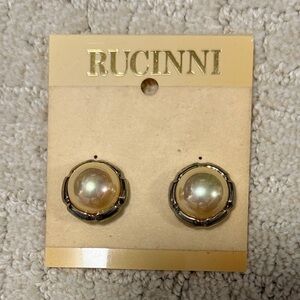 Gold-Tone Pearl Stud Earrings